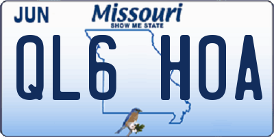 MO license plate QL6H0A