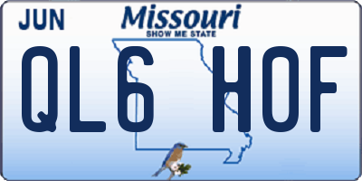 MO license plate QL6H0F