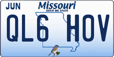 MO license plate QL6H0V