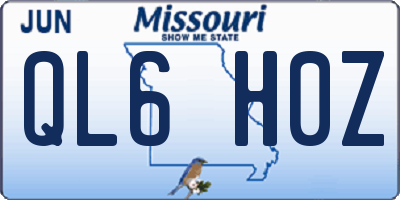 MO license plate QL6H0Z