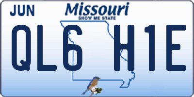 MO license plate QL6H1E