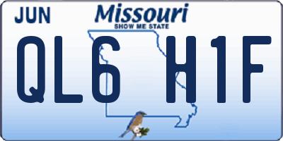 MO license plate QL6H1F