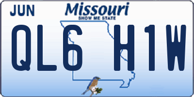 MO license plate QL6H1W