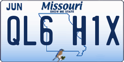 MO license plate QL6H1X