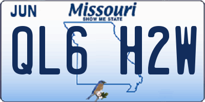 MO license plate QL6H2W
