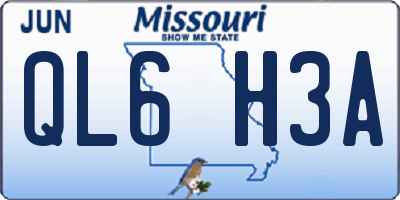 MO license plate QL6H3A