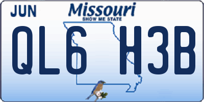 MO license plate QL6H3B