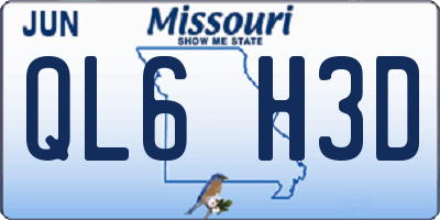 MO license plate QL6H3D