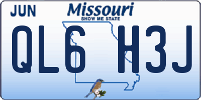 MO license plate QL6H3J