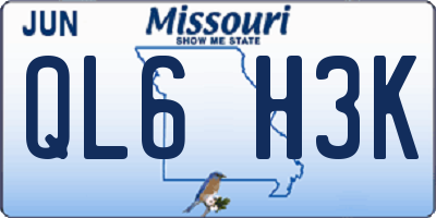 MO license plate QL6H3K