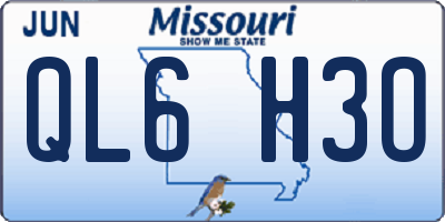 MO license plate QL6H3O