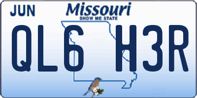 MO license plate QL6H3R
