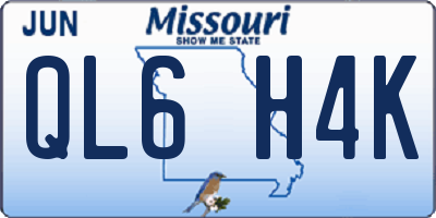 MO license plate QL6H4K