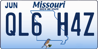 MO license plate QL6H4Z