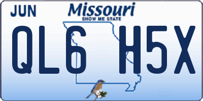 MO license plate QL6H5X