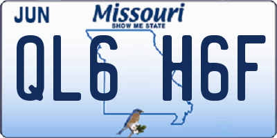 MO license plate QL6H6F