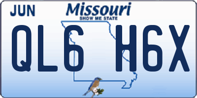 MO license plate QL6H6X