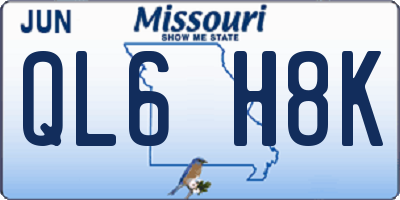 MO license plate QL6H8K