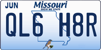 MO license plate QL6H8R