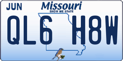 MO license plate QL6H8W
