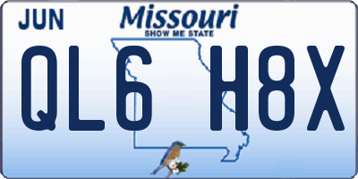 MO license plate QL6H8X