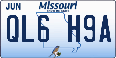 MO license plate QL6H9A