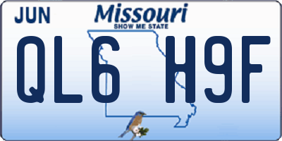 MO license plate QL6H9F