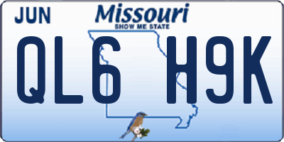 MO license plate QL6H9K