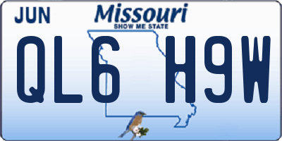 MO license plate QL6H9W