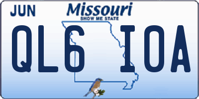 MO license plate QL6I0A