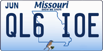 MO license plate QL6I0E