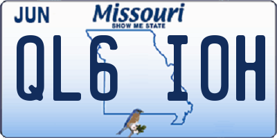 MO license plate QL6I0H