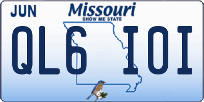 MO license plate QL6I0I