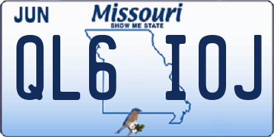 MO license plate QL6I0J