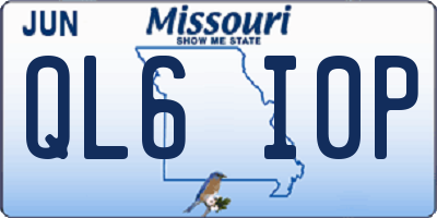 MO license plate QL6I0P