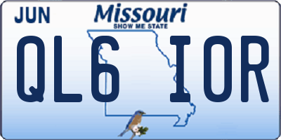 MO license plate QL6I0R