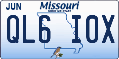 MO license plate QL6I0X