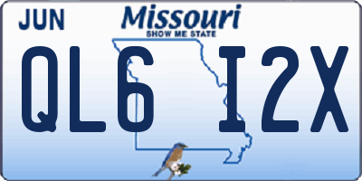 MO license plate QL6I2X