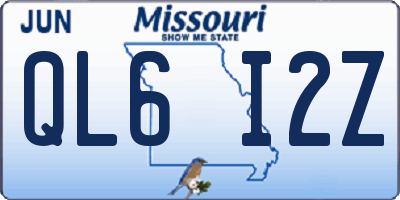 MO license plate QL6I2Z