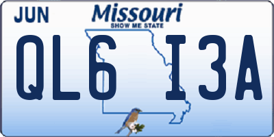 MO license plate QL6I3A