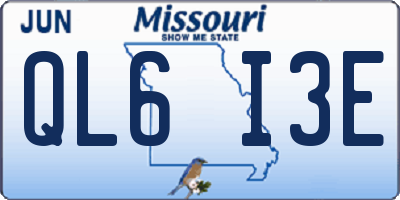 MO license plate QL6I3E