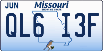 MO license plate QL6I3F