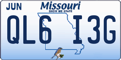 MO license plate QL6I3G