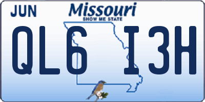 MO license plate QL6I3H
