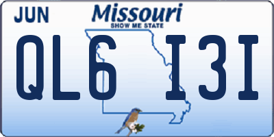 MO license plate QL6I3I