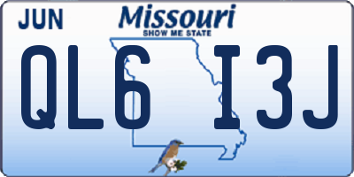 MO license plate QL6I3J