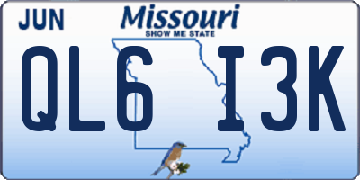 MO license plate QL6I3K