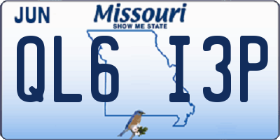 MO license plate QL6I3P