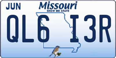MO license plate QL6I3R