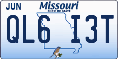 MO license plate QL6I3T